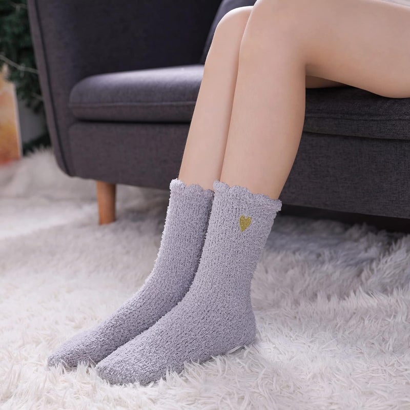 LINEMIN Womens Fuzzy Socks Cozy Fluffy Winter Warm Slipper Socks Microfiber Soft Home Sleeping Socks - Image 3